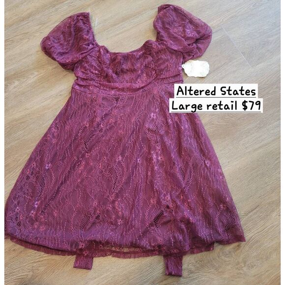 Altered States Dresses & Skirts - Women's lace dress large nwt Altered States large burgundy sexy cocktail